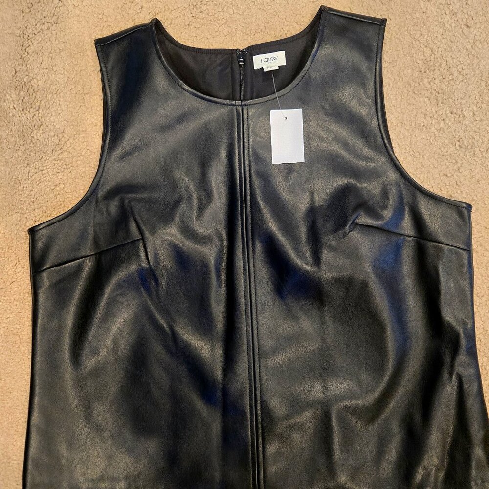 J. Crew Factory NWT Black Leather Tank Top L
